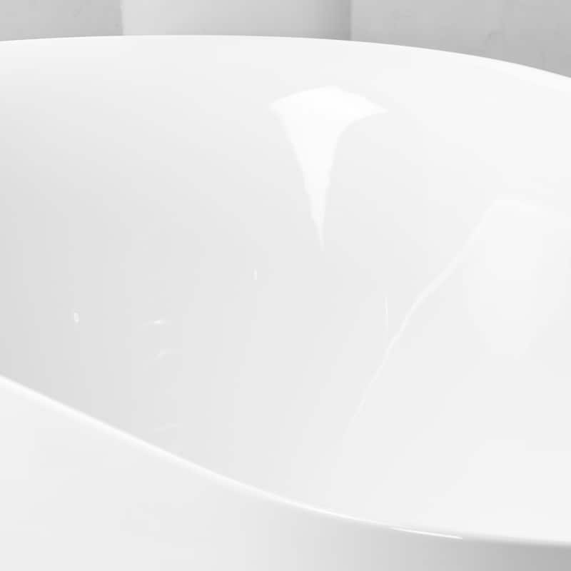 59" Glossy White Acrylic Freestanding Spa Soaking Bathtub