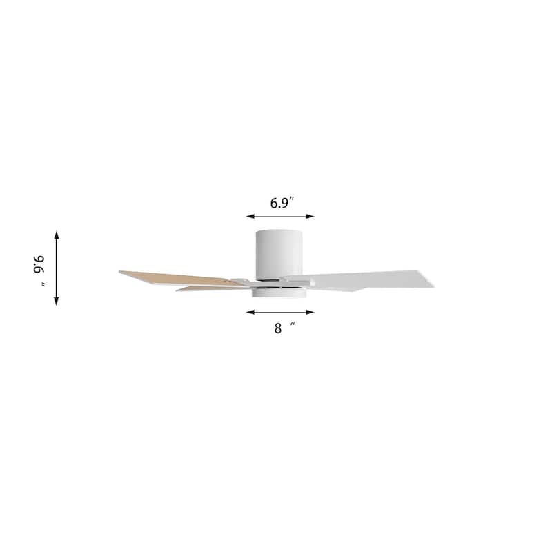 48Inch 4 Two-color Fan Blades Dc Motor Indoor Ceiling Fan With Light Kit And Remote