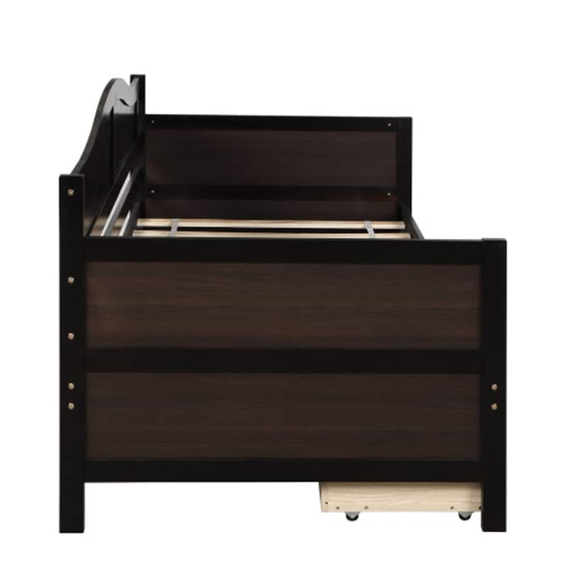 Twin Wooden Daybed with 2 drawers / Trundle Bed, Sofa Bed for Bedroom Living Room,No Box Spring Needed