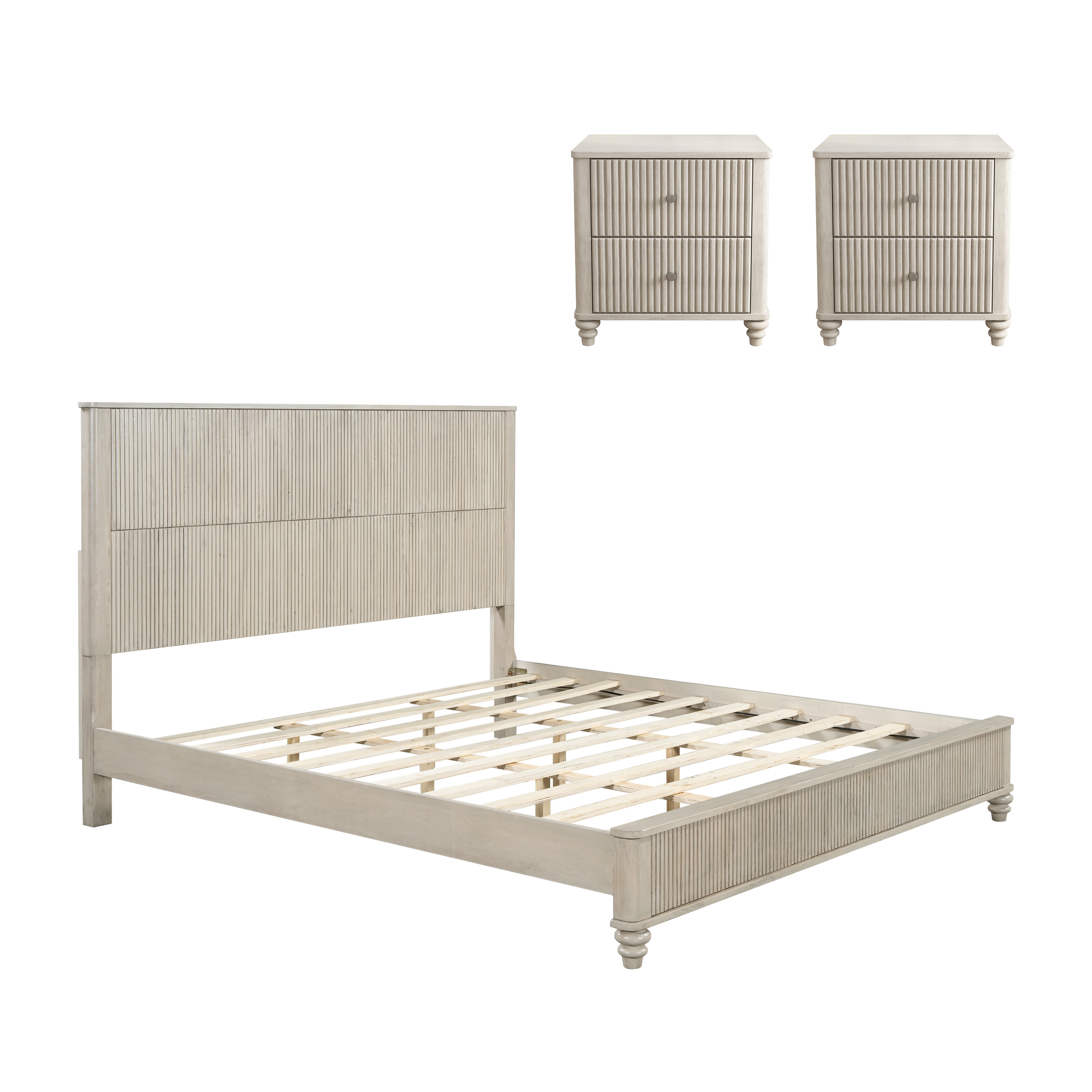 GDFStudio - Harrison Sturdy Solid Wood Bed Frame with Tall Headboard for Elegant Bedrooms