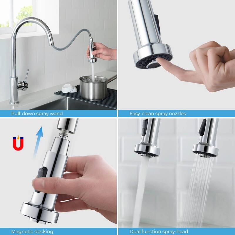 Lead Free Solid Brass Single Level Pull Down Kitchen Faucet with Sprayer