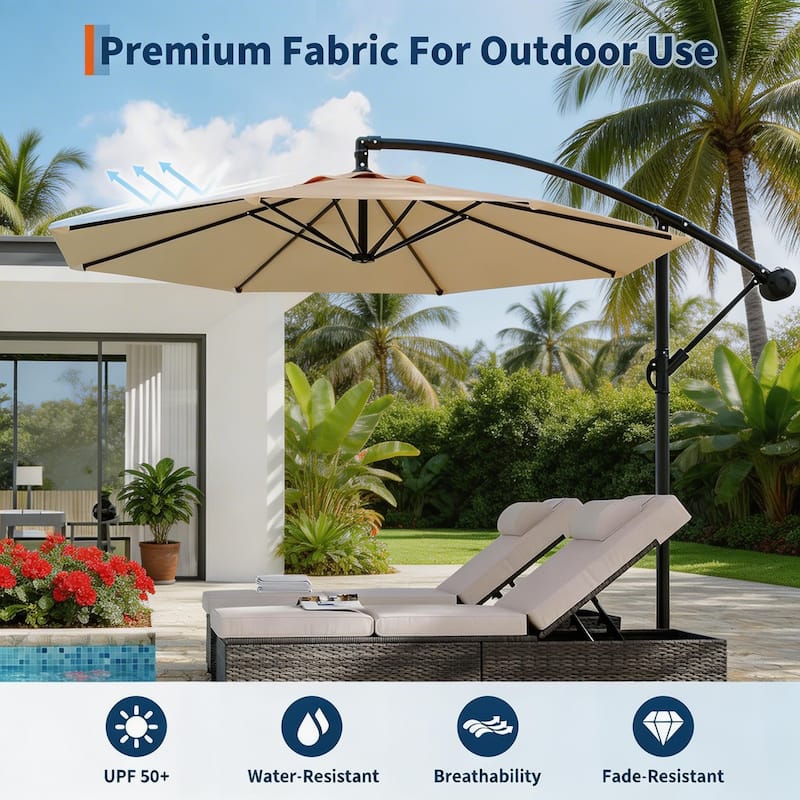 10 ft Offset Patio Umbrella, with with Easy Lift & Tilt Adjustment