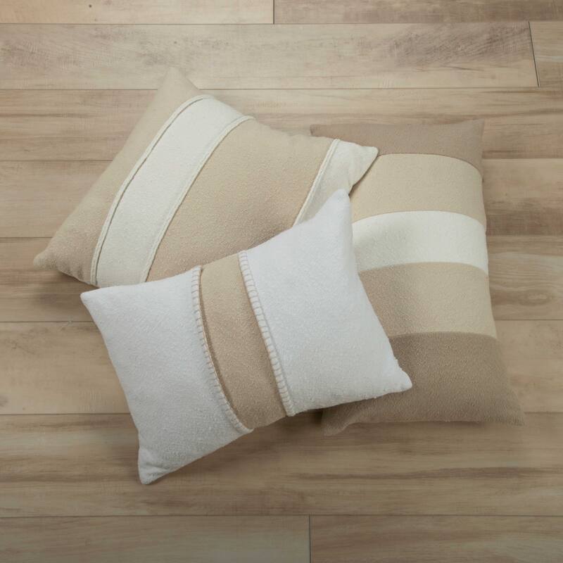 Rizzy Collection Natural/Ivory Stripe Modern Throw Pillow