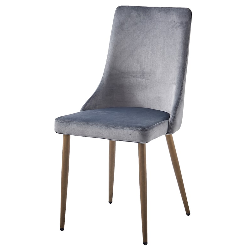Mid-Century Velvet and Metal Dining Chair, Set of 4 - Black and Aged Gold - Grey