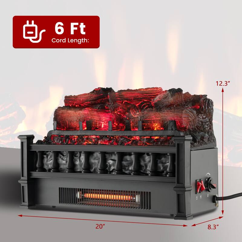 Gymax 20'' Infrared Quartz Electric Fireplace Heater W/ Pinewood Ember