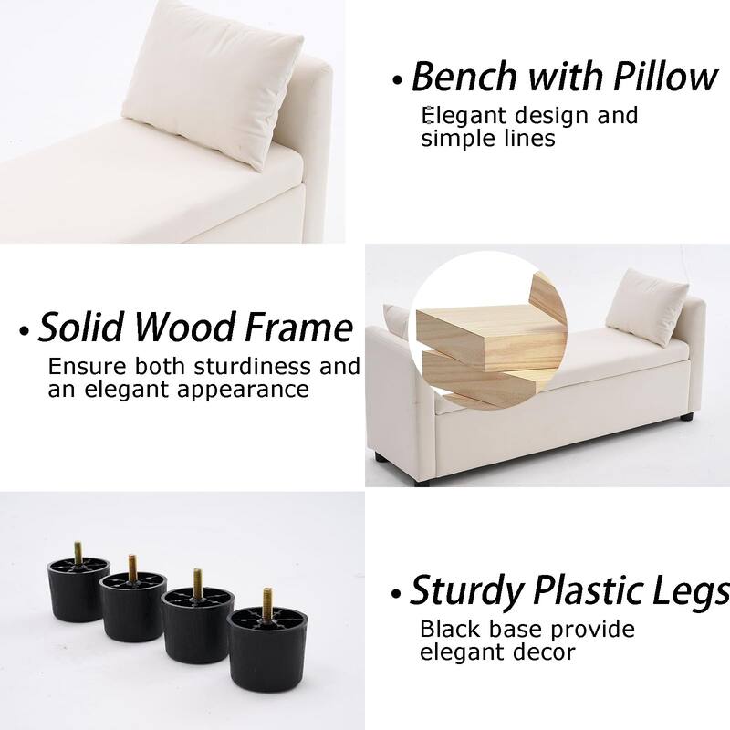Velvet Storage Bench for Bedroom,End of Bed Bench for King Size Bed, Modern Upholstered Long Ottoman Bench for Entryway