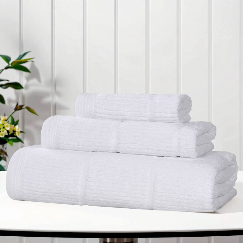 Superior Milo Smart Twist Viscose Cotton Blend 3 Piece Towel Set - White
