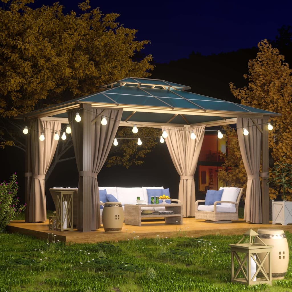 10'x12' Hardtop Gazebo, Outdoor Double Roof Gazebo