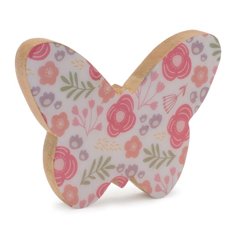 Floral Butterfly Figurines - 7.5" - Set of 2