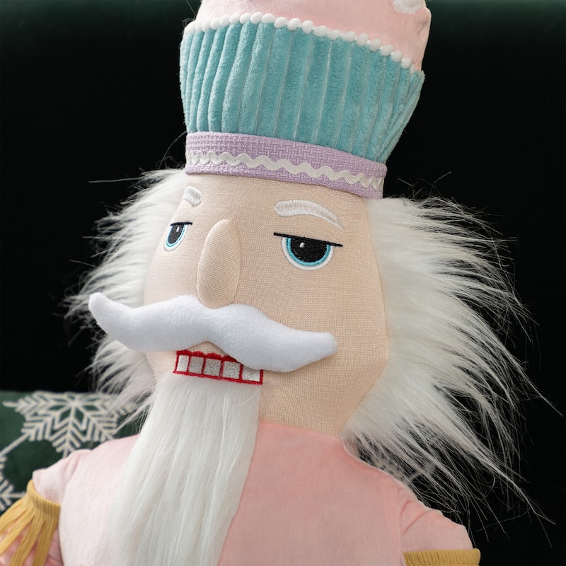 Glitzhome 60"H Christmas Oversized Fabric Santa Snowman Nutcracker With Dangle Legs