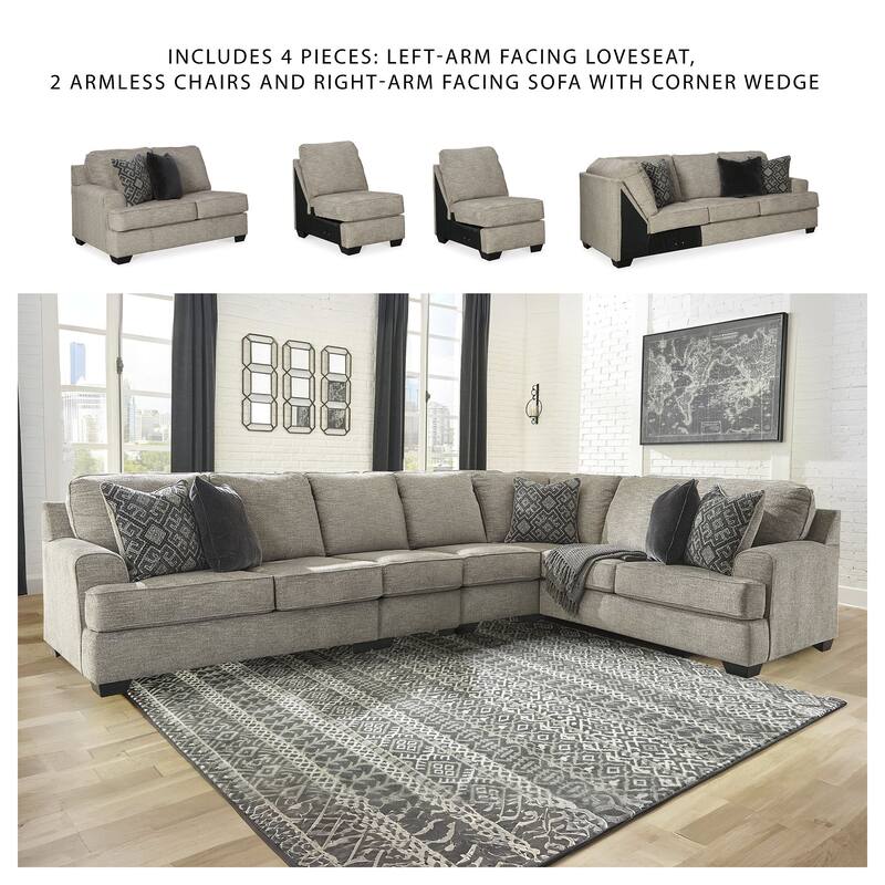 Signature Design by Ashley Bovarian Gray 4-Piece Sectional - 154"W x 99"D x 39"H
