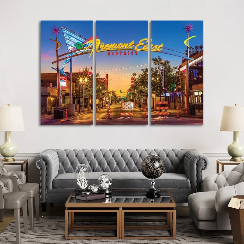 iCanvas "Las Vegas Fremont East Before Sunrise" by Susanne Kremer 3-Piece Canvas Wall Art Set