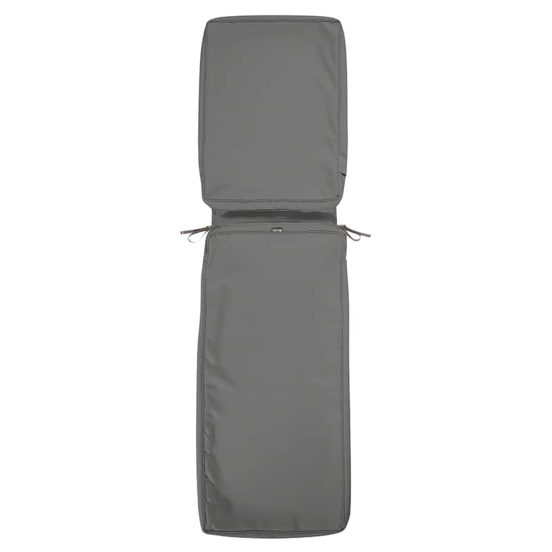Classic Accessories Montlake Water-Resistant 72 x 21 x 3 Inch Patio Chaise Lounge Cushion Slip Cover, Antique Beige - 72"L x 21"W x 3"Thick - Light Charcoal Grey