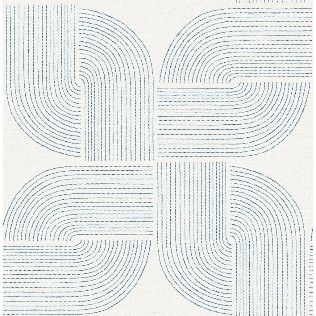 A-Street Prints Savoye Dark Blue Spiral Arches Wallpaper