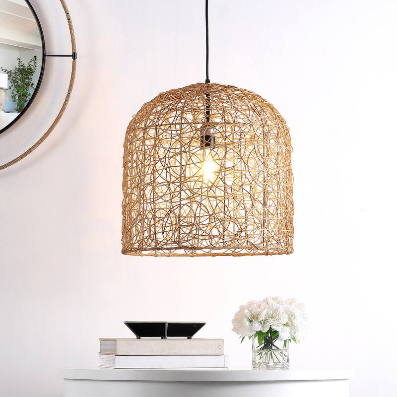 SAFAVIEH Lighting Celedonia 18-inch Pendant - 18" W x 18" D x 20-92" H - Natural - 18Wx18Dx92H