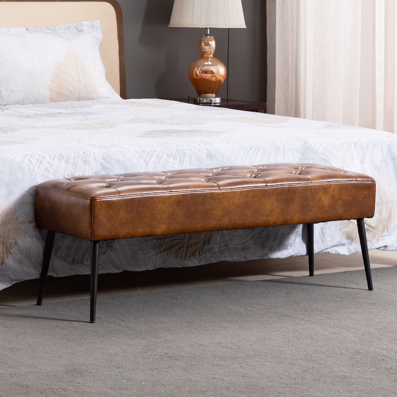 Modern 44" Length Button Tufted Bench