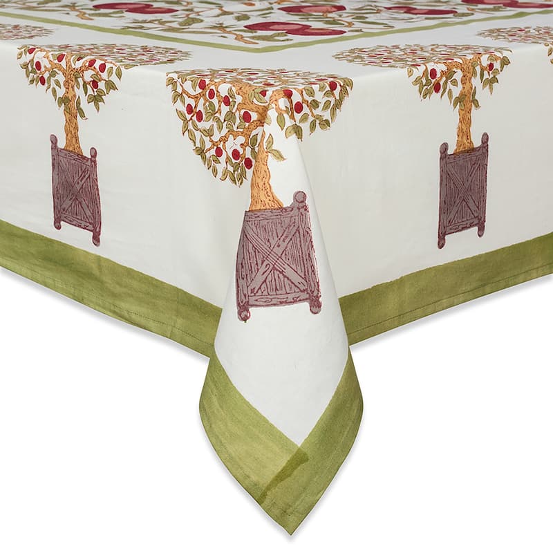 Couleur Nature Orange Tree Tablecloth - Red/Green