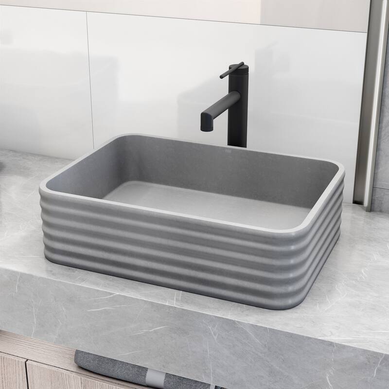 VIGO Cadman 18"L x 13"W x 5"H Concreto Stone Rectangular Bathroom Vessel Sink