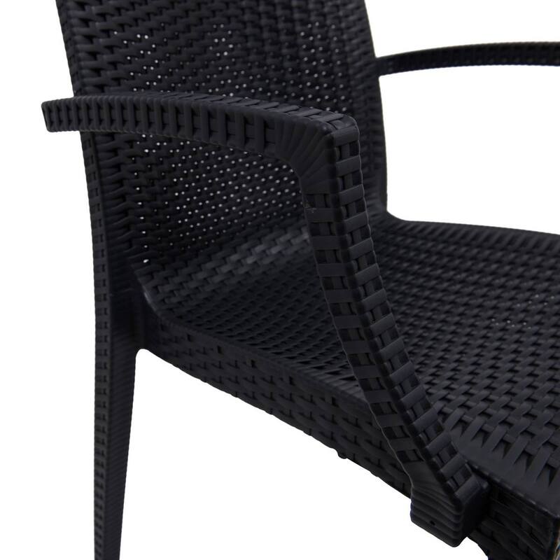 LeisureMod Mace 7-Piece Outdoor Dining Set with 4 Chairs 2 Arm Chairs - 28"