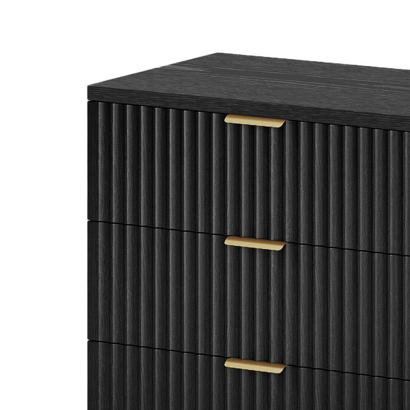 Moasis 6-drawer Dresser Double Chest of Drawer Dresser with Fluted Panel