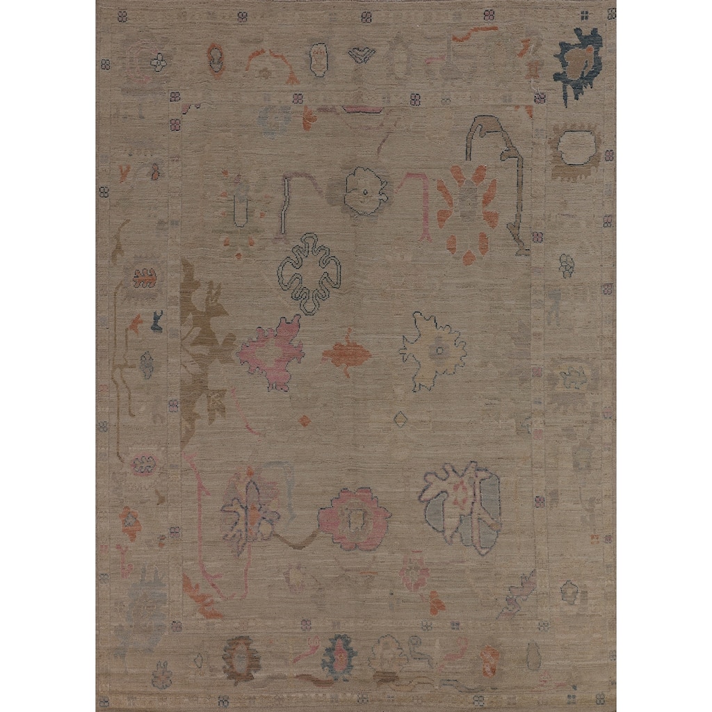 Oriental Vegetable Dye Oushak Turkish Rug Hand-Knotted Wool Carpet - 8'3"x 9'7"
