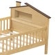 preview thumbnail 14 of 14, Natural Twin Size Wood Platform Bed with House-shaped Headboard and Built-in Storage