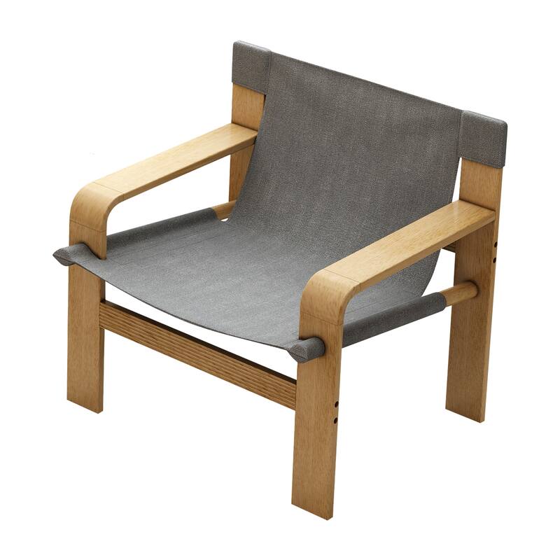 GDFStudio - Oak Wood Frame Linen Fabric Armchair for Living Room, Bedroom, Balcony