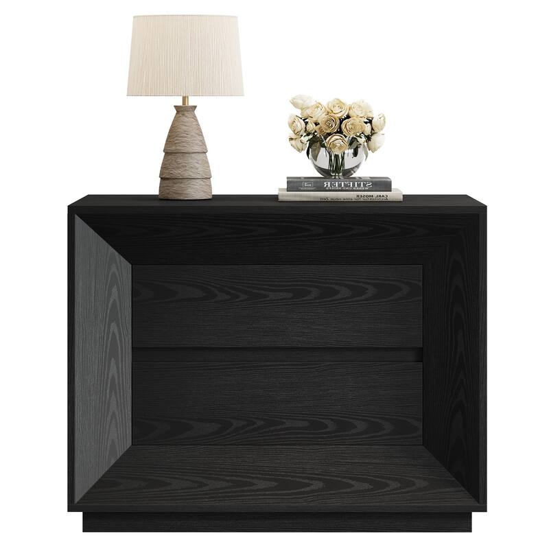 Oversized Wide Nightstand Set of 2, 35.4" Large Night Stand with Drawers
