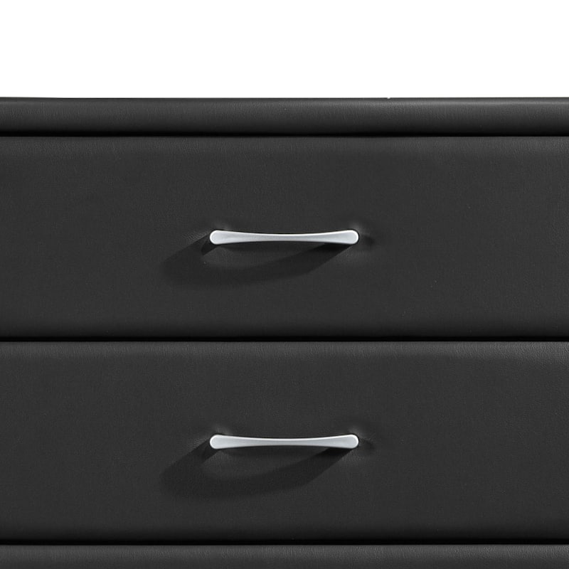Elegant Minimalist Faux Leather Upholstered Wooden Storage Dresser