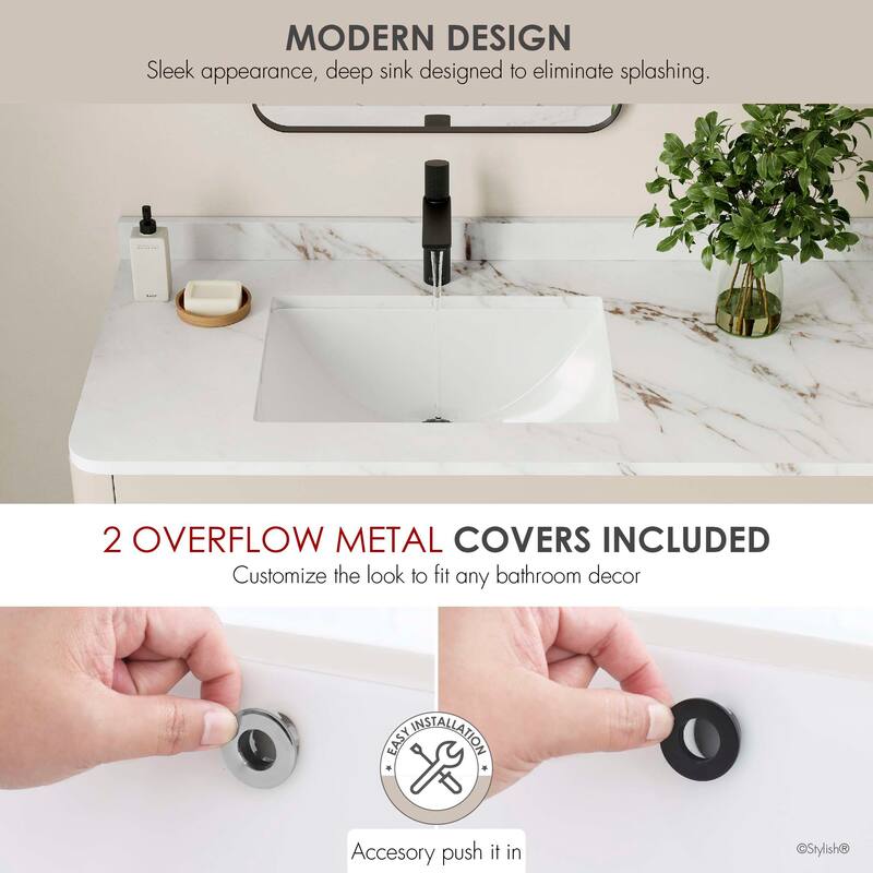21.25"W x 14.5"D White Rectangular Undermount Bathroom Sink Set of 2