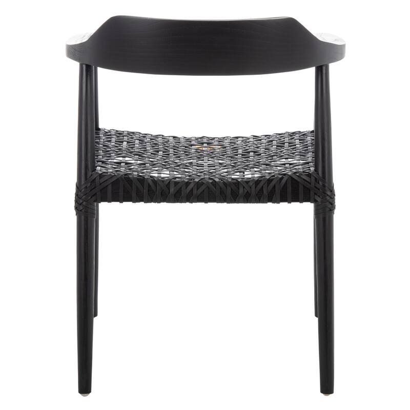 Munro Wanda Woven Leather & Solid Wood Accent Chair (Fully Assembled) - 22" W x 20.5" L x 28.5" H - 22Wx21Dx29H - Black