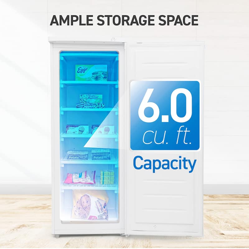 6.0 Cu Ft Upright Freezer,White