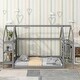 preview thumbnail 13 of 28, Wooden Twin House Bed with Integrated Shelves and Hanger for Kids Room