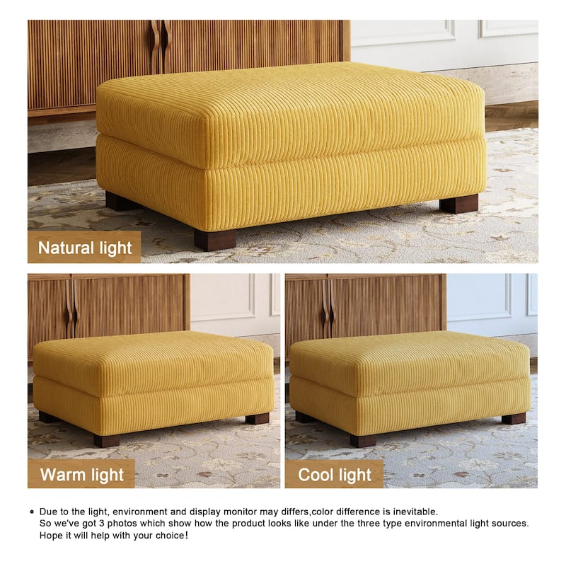 Rectangle Corduroy Ottoman for Living Room