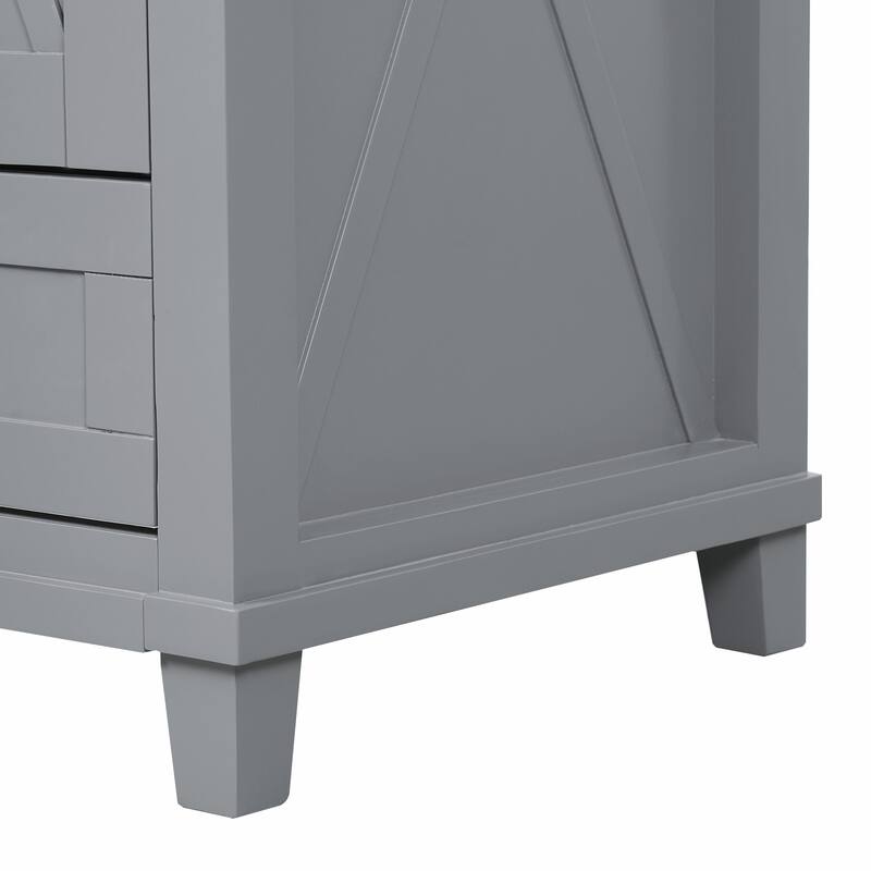 30" Bathroom Vanity - Solid Wood Frame, Single Sink, 2 Soft-Close Doors, Divided Drawer & Dual Storage Shelves