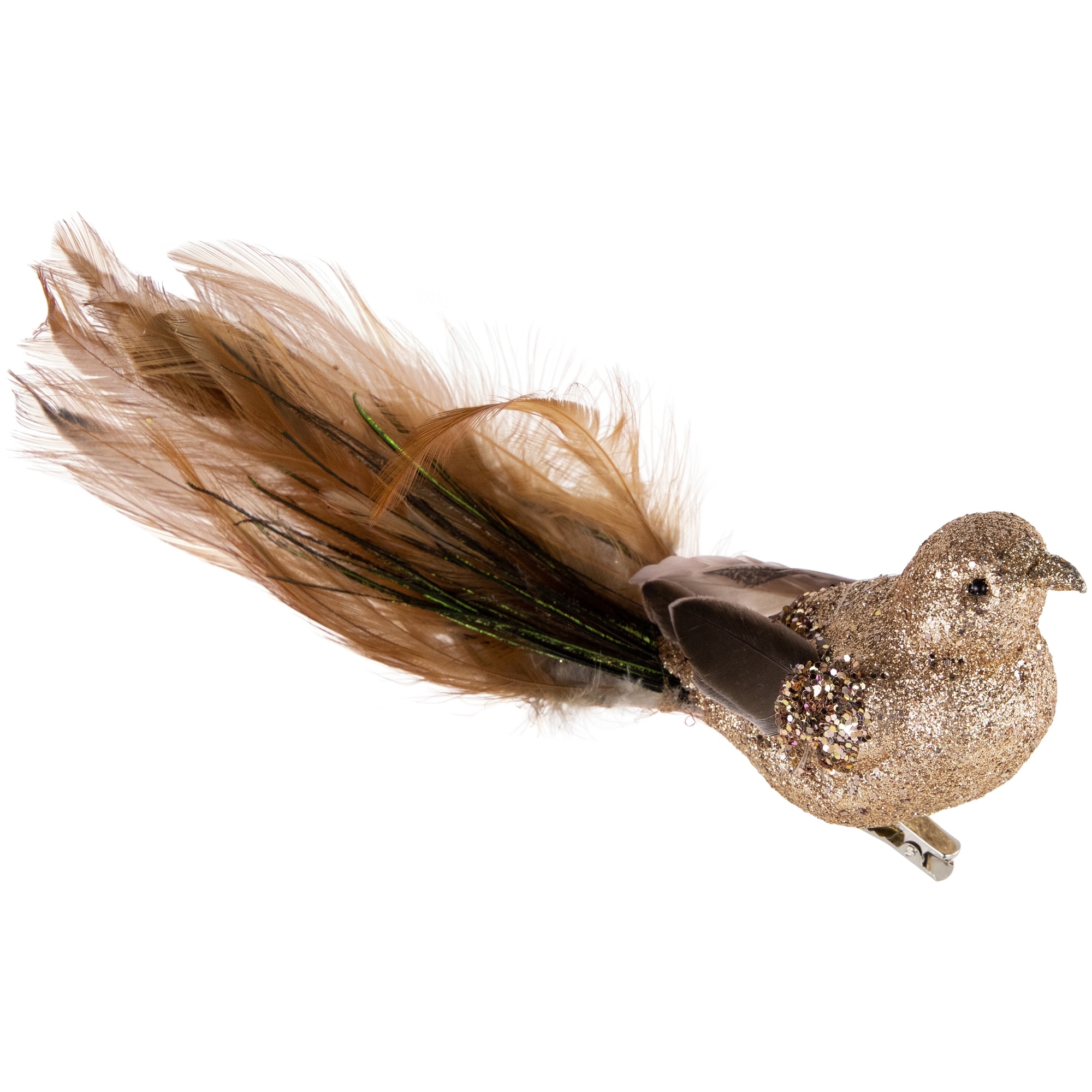 8" Glitter Embellished Clip On Bird With Feathers Christmas Ornament