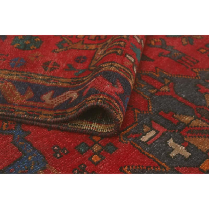 Fine Vintage Distressed Kiraz Red/Brown Runner - 3'3" x 9'11"
