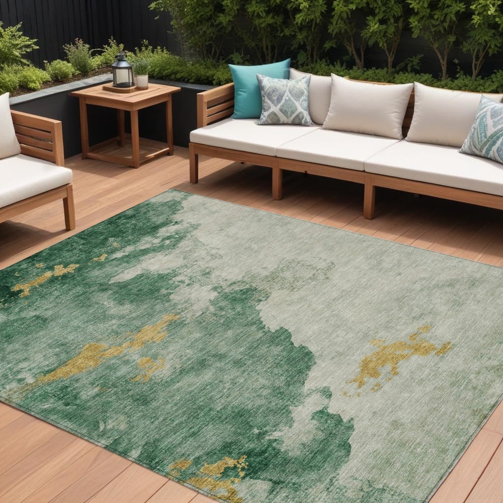 HomeRoots Abstract Transitional Rectangle Outdoor Rug