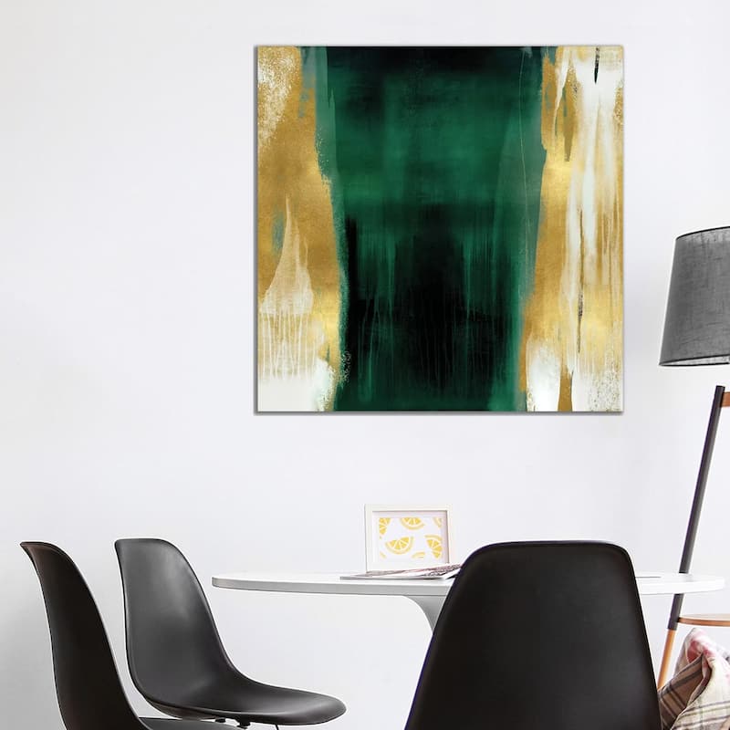 iCanvas "Free Fall Emerald with Gold II" by Christine Wright Canvas Print - 37x37x1.5