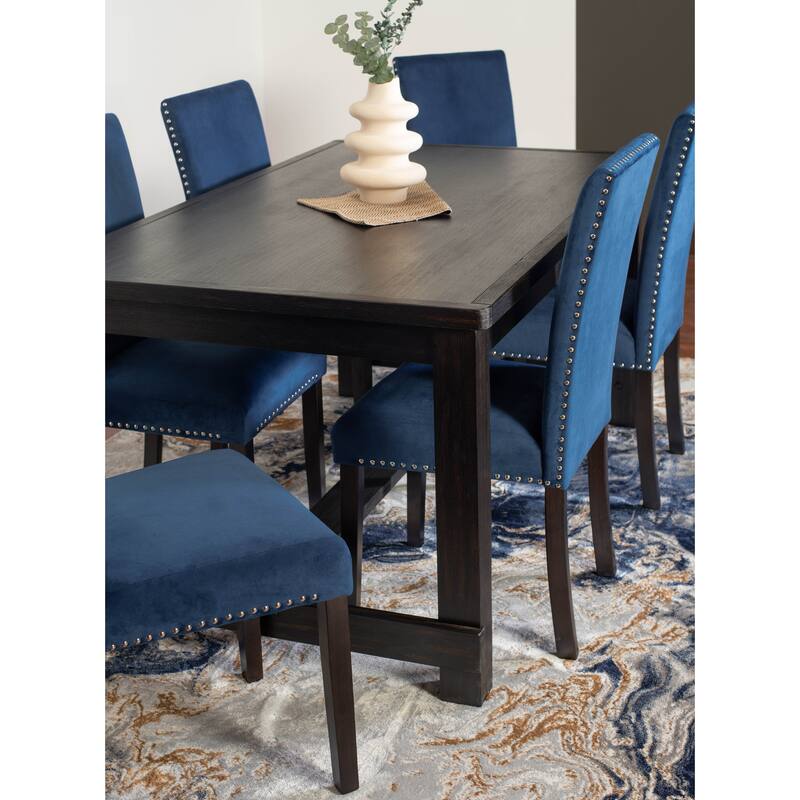 Roundhill Furniture Vanzo Contemporary 7-Piece Dining Set, Dining Table with 6 Stylish Chairs