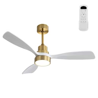 48 Inch Wood Ceiling Fan With 3 Solid Wood Blades Remote Control Reversible DC Motor For Living Room