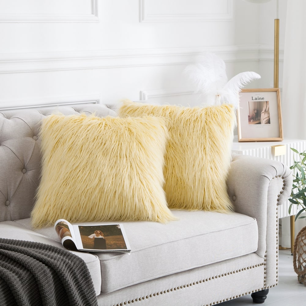Karenne FauxFur Throw Pillow Covers (Set of 2), NO INSERT