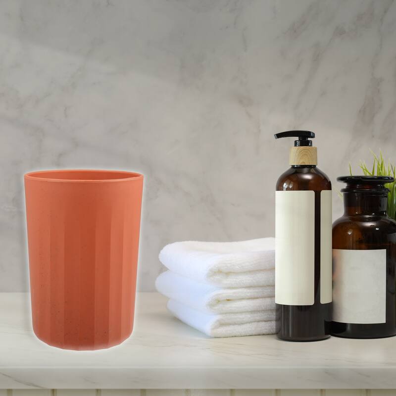 1Pc Bathroom Tumbler with Smooth Lines Wheat Straw Cup Orange 4.09"x2.80"