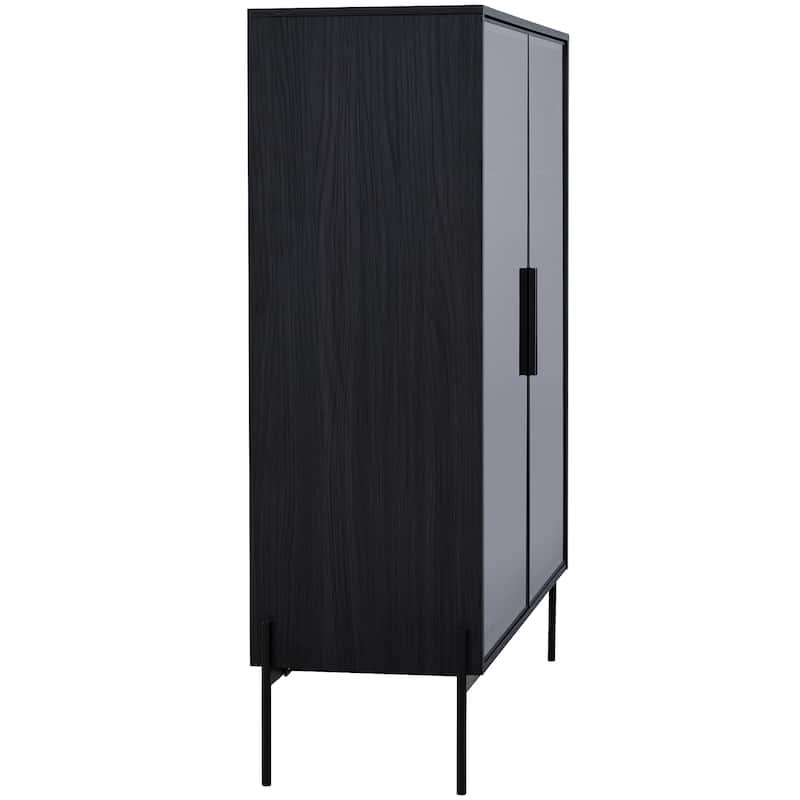 Roomfitters 51.2'' Display Cabinet with Glass Doors, Freestanding Curio Storage Cabinet with Adjustable Shelves for Office