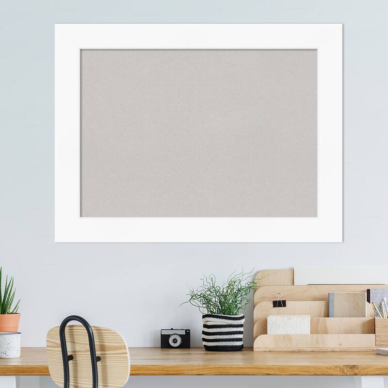 Cabinet White Framed Grey Corkboard Bulletin Board
