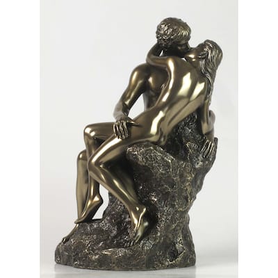 Veronese Design 9.45" H THE KISS - SITTING ON THE ROCK (MBZ) Cold Cast Bronze
