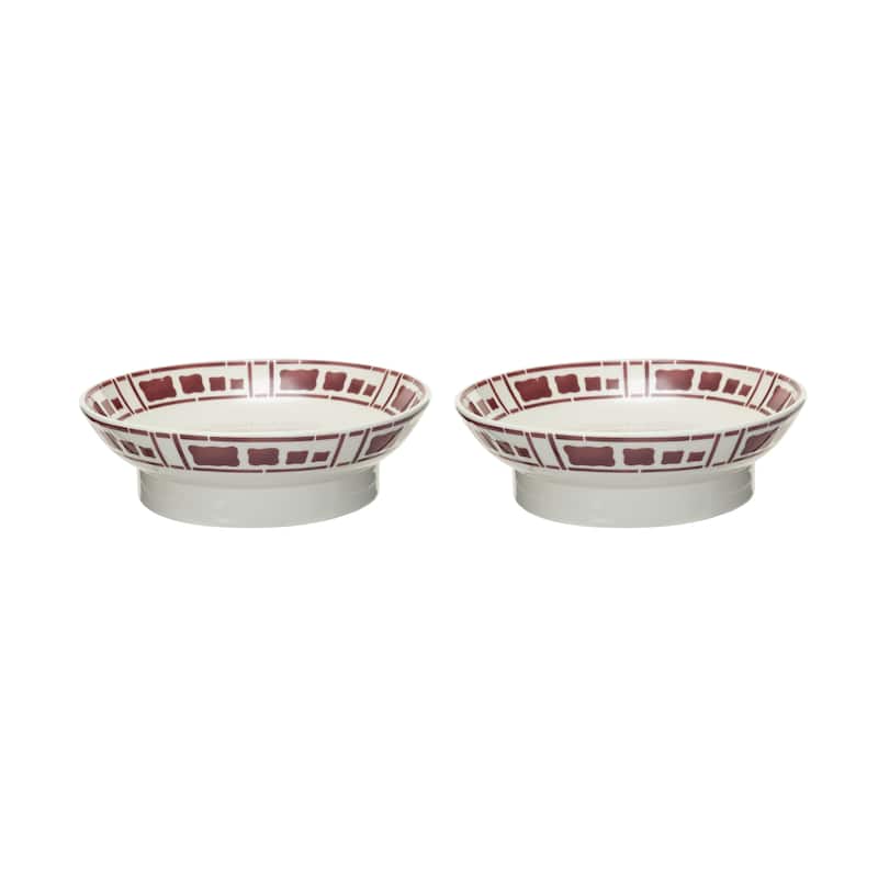 Hand-Painted Stoneware Footed Bowls with Pattern - 8.5"L x 8.5"W x 2.5"H - 8.5"L x 8.5"W x 2.5"H - Multi - 2 Piece