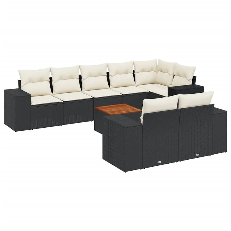 vidaXL Garden Sofa Set Black - 24.4 x 32.7 x 27.2