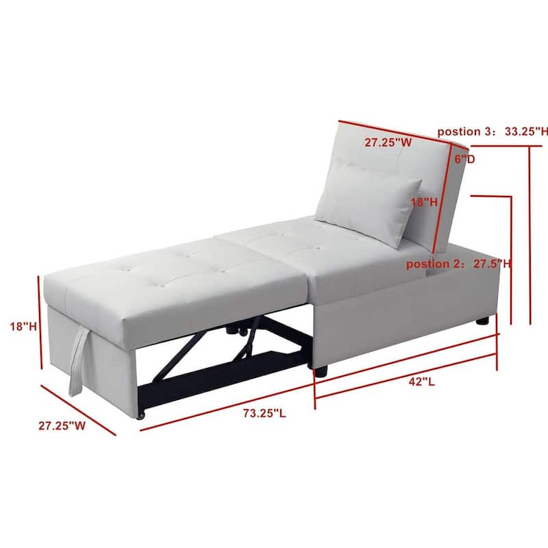 Michelle Convertible Ottoman Bed (White)