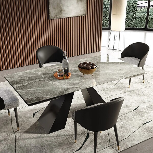 110.23'' Extendable Rectangular Sintered Stone Dining Table For 8